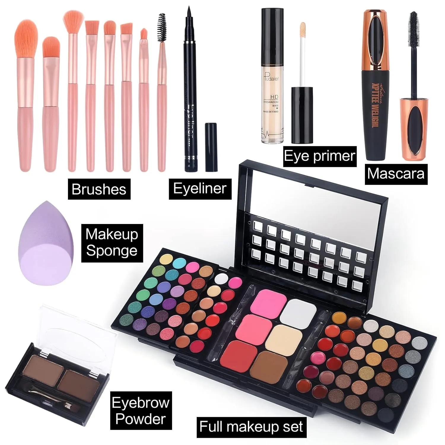 78-Color Ultimate Makeup Master Set: Eyeshadows, Lipsticks, Blushes & More with Applicators