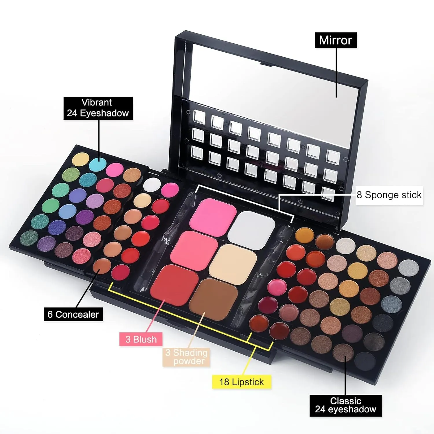 78-Color Ultimate Makeup Master Set: Eyeshadows, Lipsticks, Blushes & More with Applicators