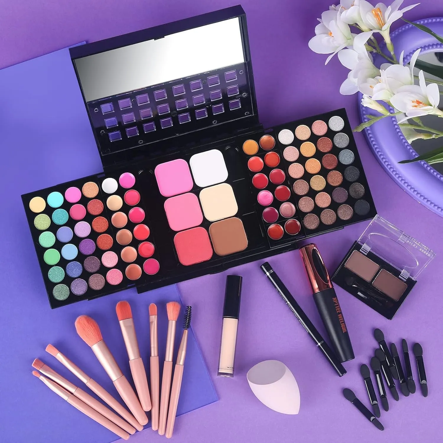 78-Color Ultimate Makeup Master Set: Eyeshadows, Lipsticks, Blushes & More with Applicators