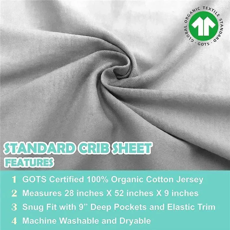 American Baby - 100% Natural Organic Cotton Jersey Knit Fitted Crib Sheet, Grey