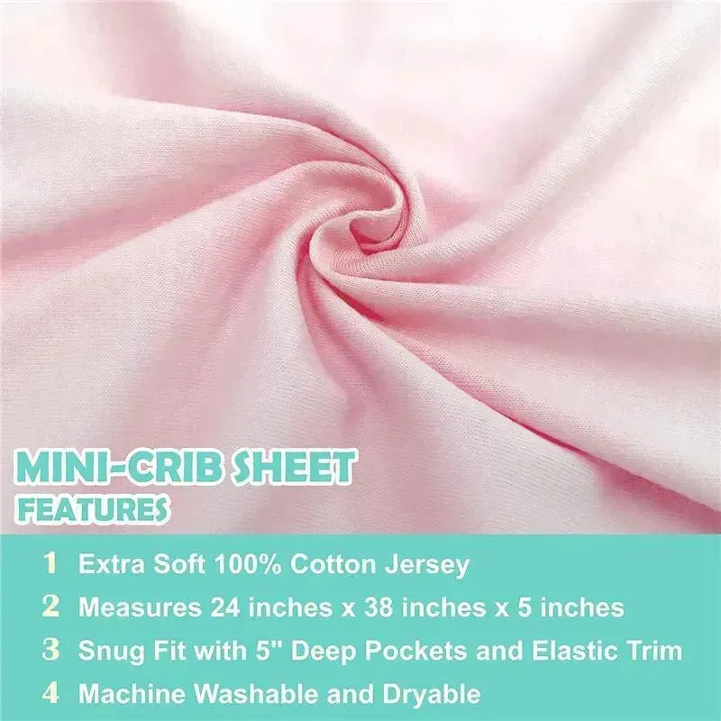 American Baby - Fitted Mini Crib Sheet 24 x 38, 100% Cotton Jersey Portable Sheet, Baby Pink