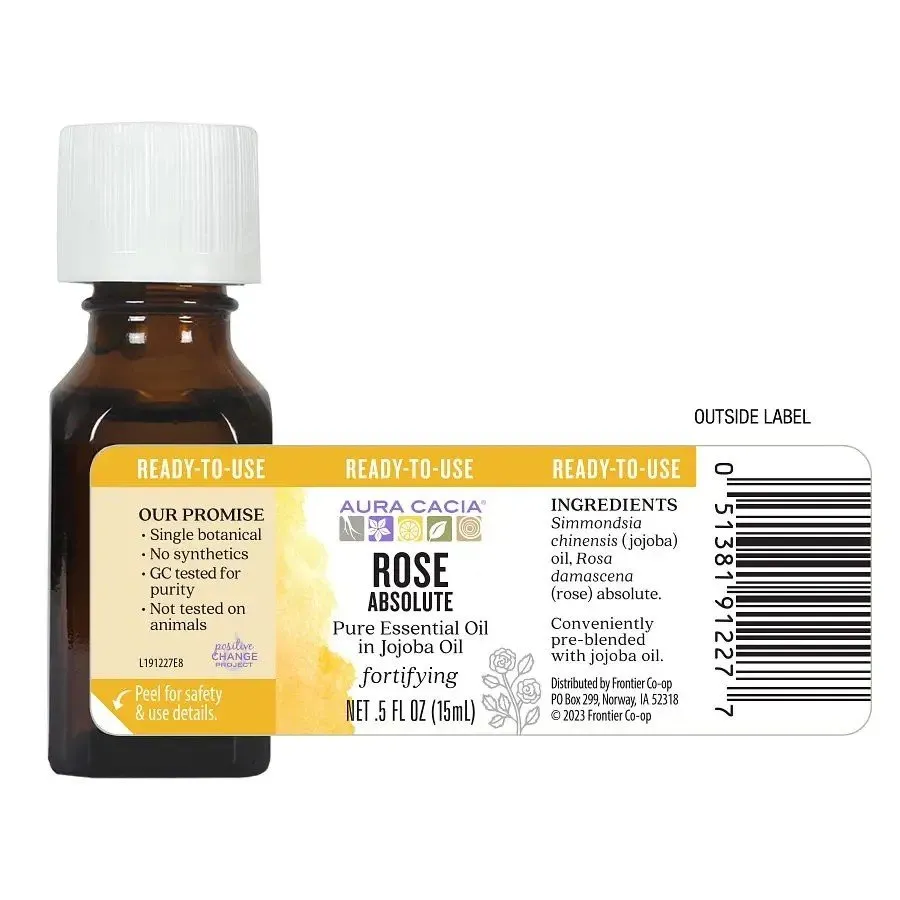 Aura Cacia Precious Essentials Oil Rose Absolute in Jojoba 0.5 oz Oil