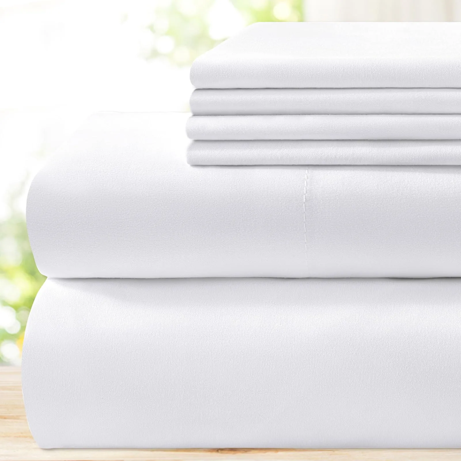 BYSURE Hotel Luxury Bed Sheets Set 6 Piece(Full, White) - Super Soft 1800 Thread Count 100% Microfiber Sheets with Deep Pockets, Wrinkle & Fade Resistant