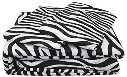 California King Size Sheet Set - Hotel Luxury Bed Sheets with Pillowcase, 4 Pcs Set - 100% Cotton 400 TC (includes 1 bedsheet, 1 Fitted Sheet with Elastic, 2 Pillow Covers) 8 Inch Drop - Zedra Print