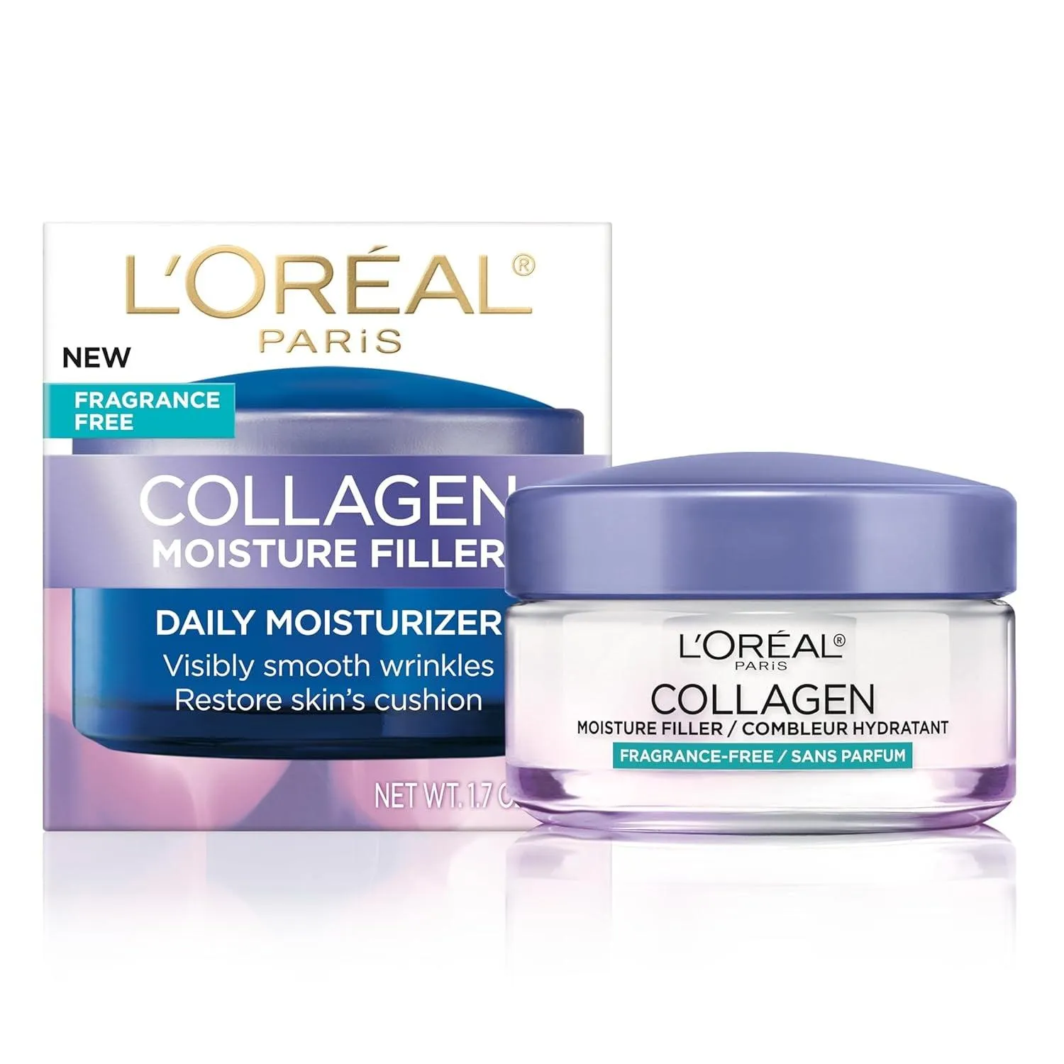 Collagen Daily Face Moisturizer, Reduce Wrinkles, Face Cream, Fragrance Free 1.7 Oz