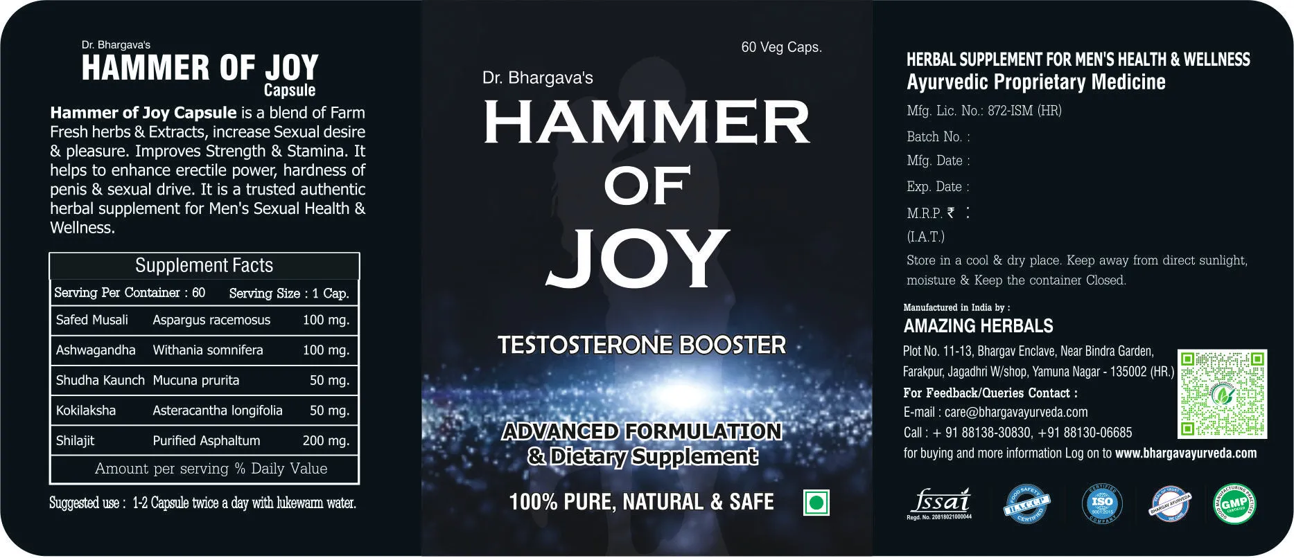 Dr.Bhargav's Hammer of joy 60 Capsule & Hammer of joy Granules 200 gm