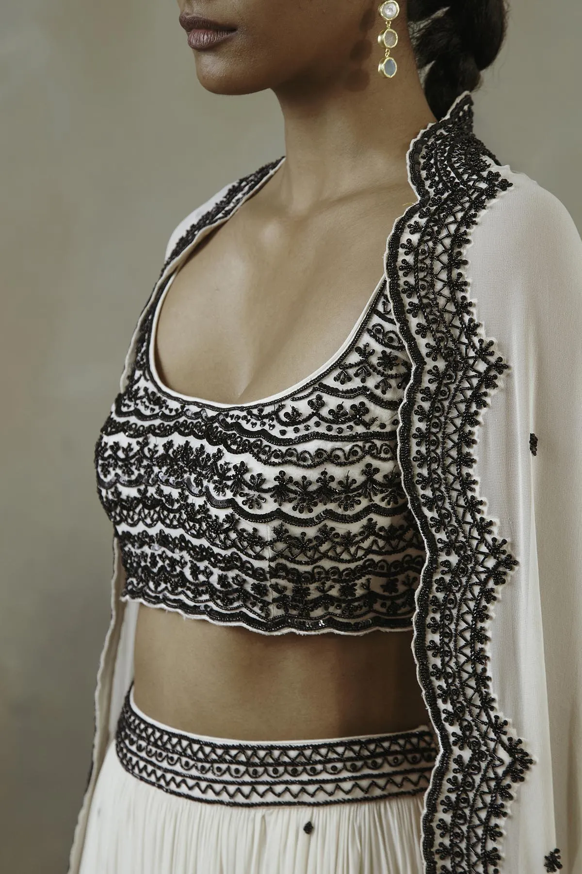 Ebony & Ivory Scalloped Lehenga