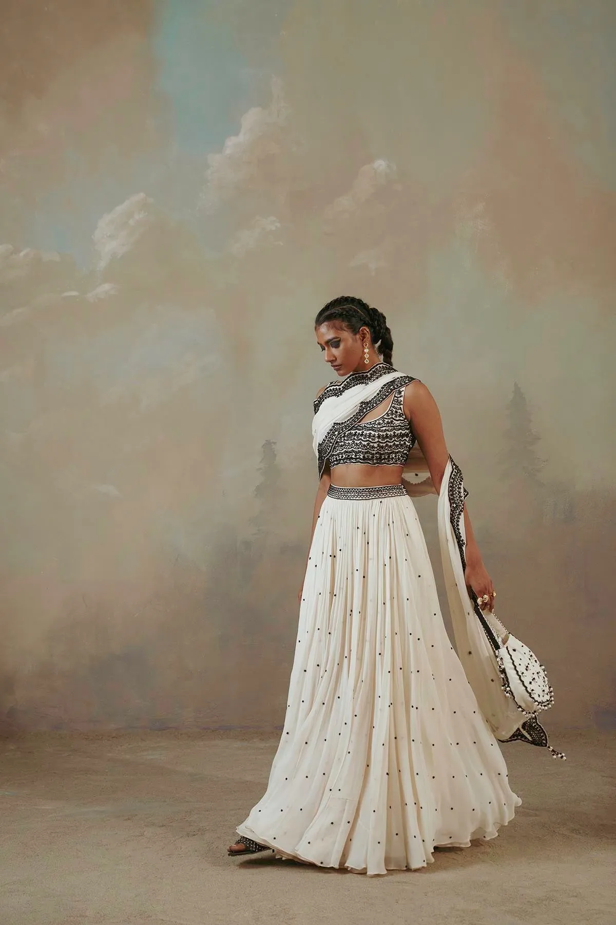 Ebony & Ivory Scalloped Lehenga