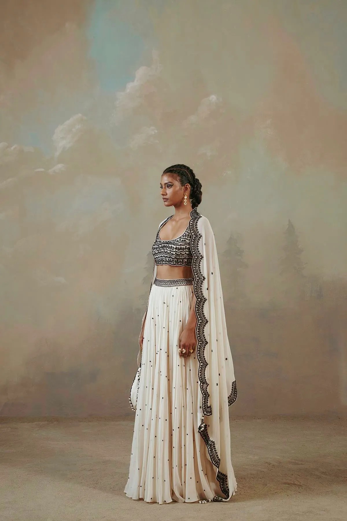 Ebony & Ivory Scalloped Lehenga