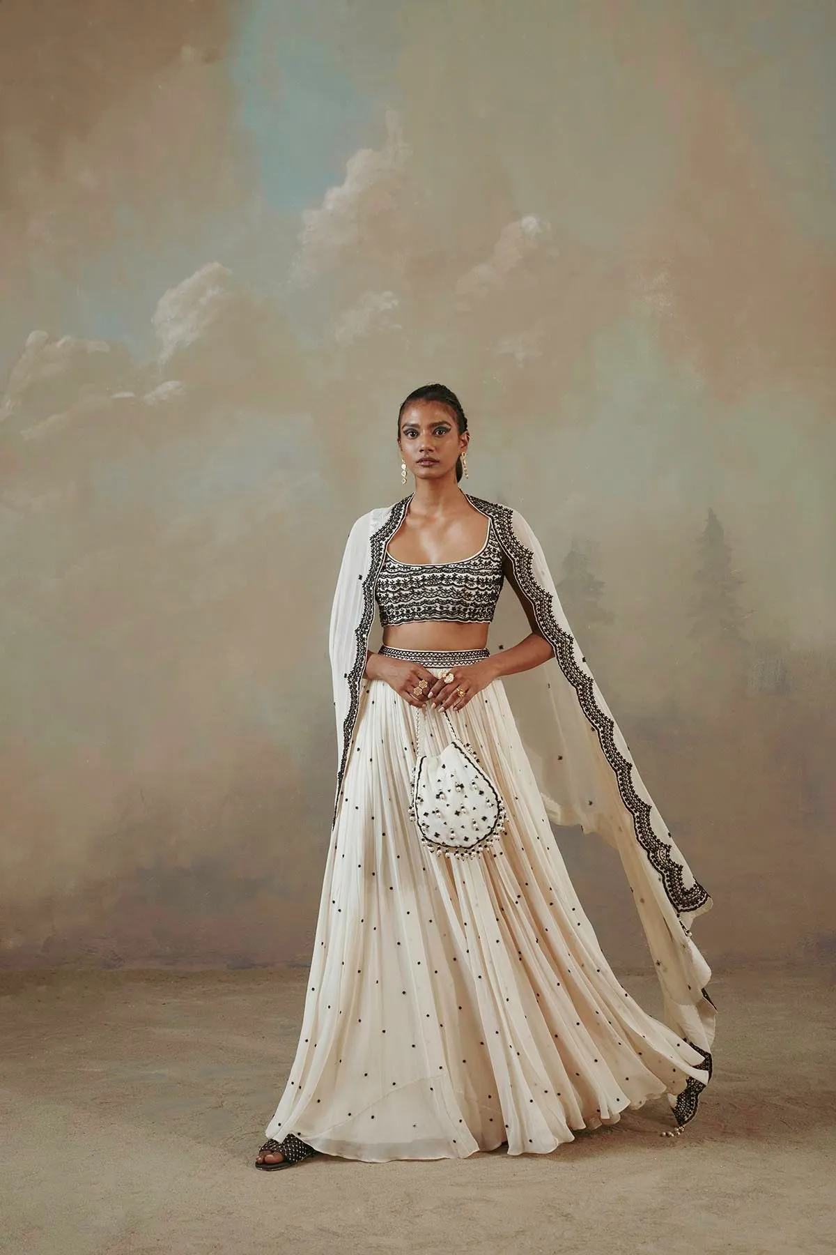 Ebony & Ivory Scalloped Lehenga