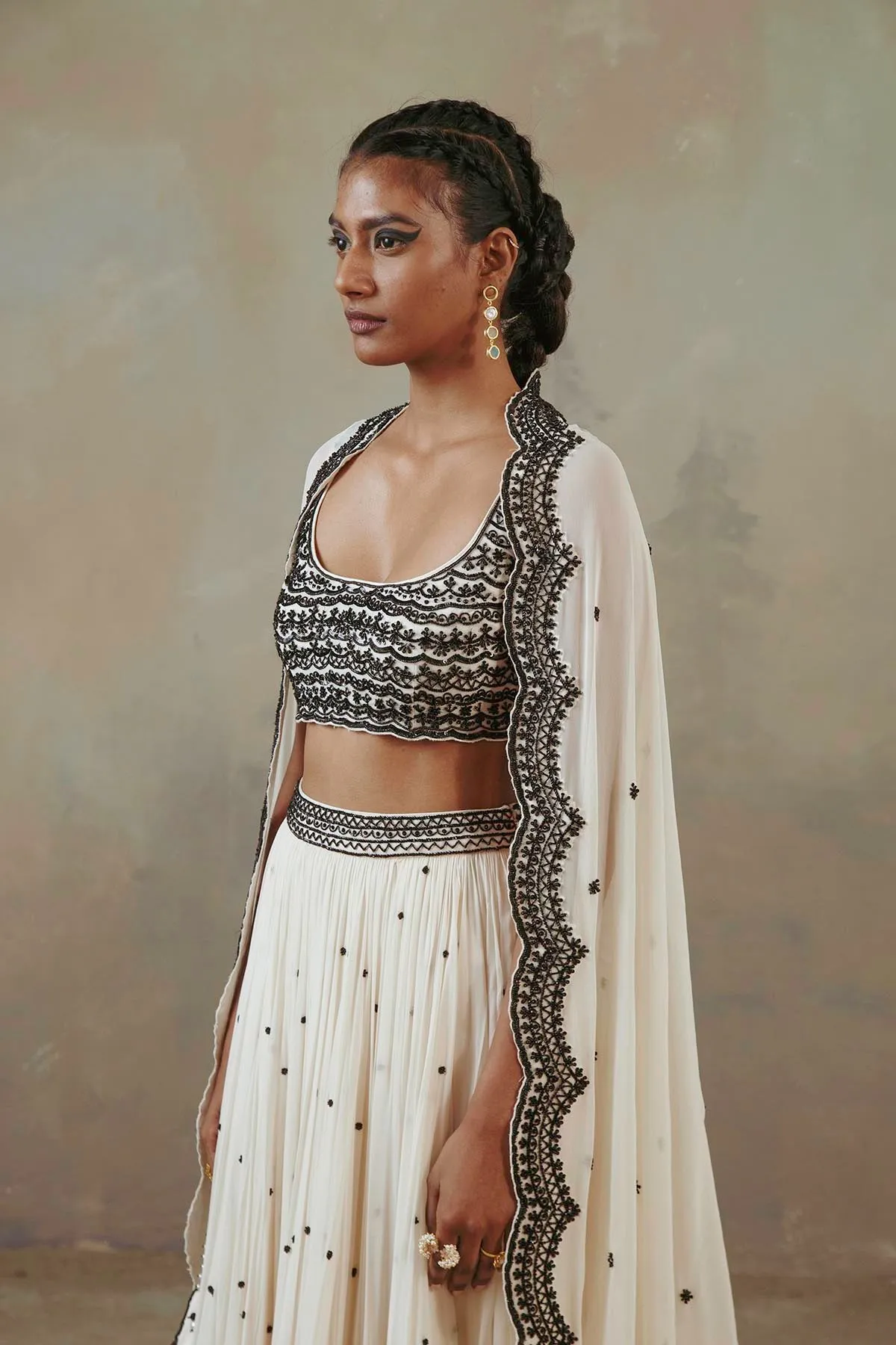 Ebony & Ivory Scalloped Lehenga