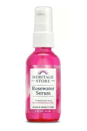 Heritage Store Rosewater Serum with 1% HA Rose 2 oz Liquid