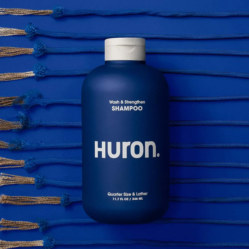 Huron - Men'S Wash & Strengthen Shampoo. Hydrating Shampoo Cleans and Nourishes as It Keeps Hair Strong, Full and Healthy Looking. Clean, Fresh Scent. Sulfate-Free, 100% Vegan and Cruelty-Free