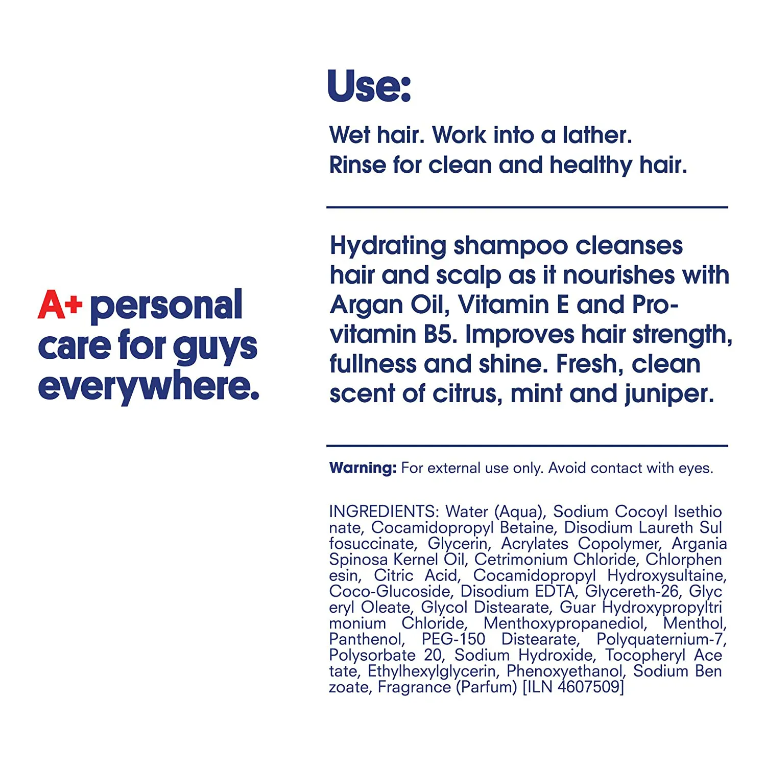 Huron - Men'S Wash & Strengthen Shampoo. Hydrating Shampoo Cleans and Nourishes as It Keeps Hair Strong, Full and Healthy Looking. Clean, Fresh Scent. Sulfate-Free, 100% Vegan and Cruelty-Free