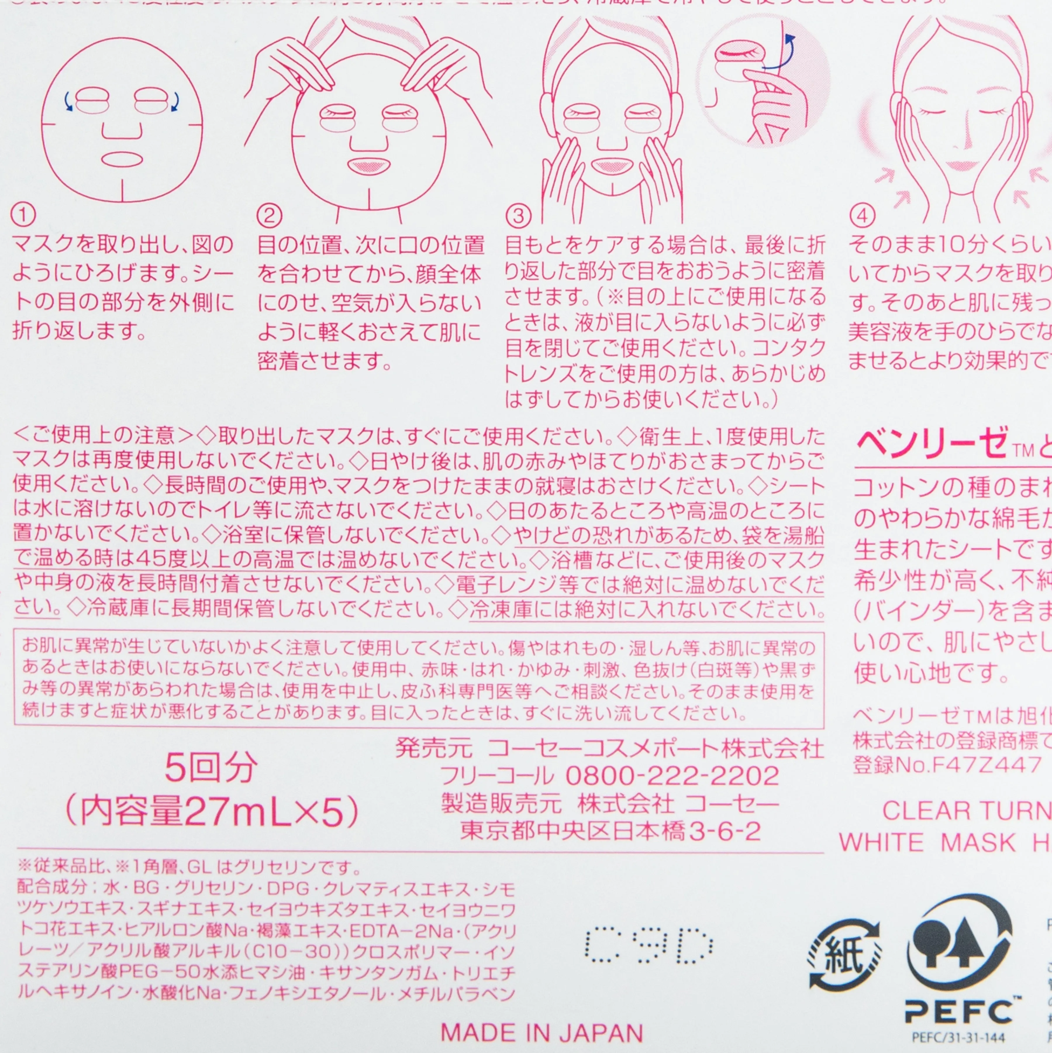 Kose Clear Turn Facial Sheet Masks