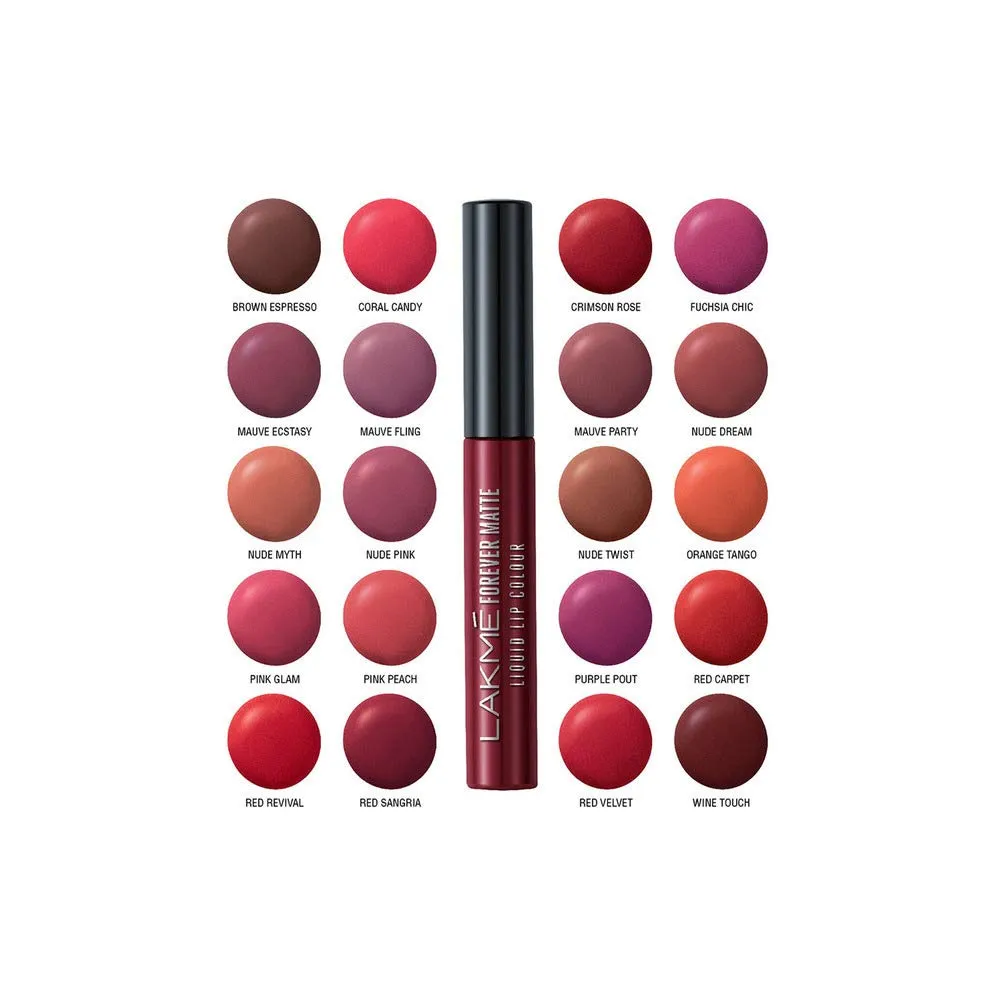 Lakmé Forever Matte Liquid Lip Colour, Red Sangria, 5.6 ml