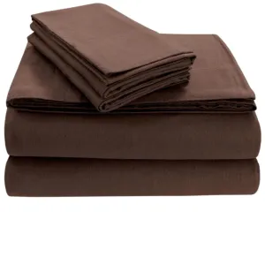 Tribeca Living FLSOEDSS Luxury Solid Flannel Deep Pocket Sheet Set, Full, Chocolate