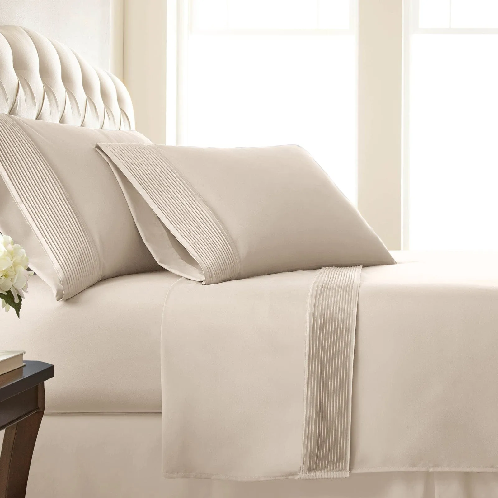 Vilano Extra Deep Pocket Pleated Sheet Set in Earth Tones