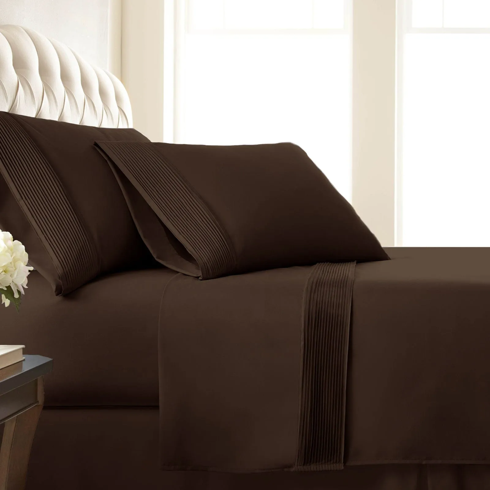 Vilano Extra Deep Pocket Pleated Sheet Set in Earth Tones