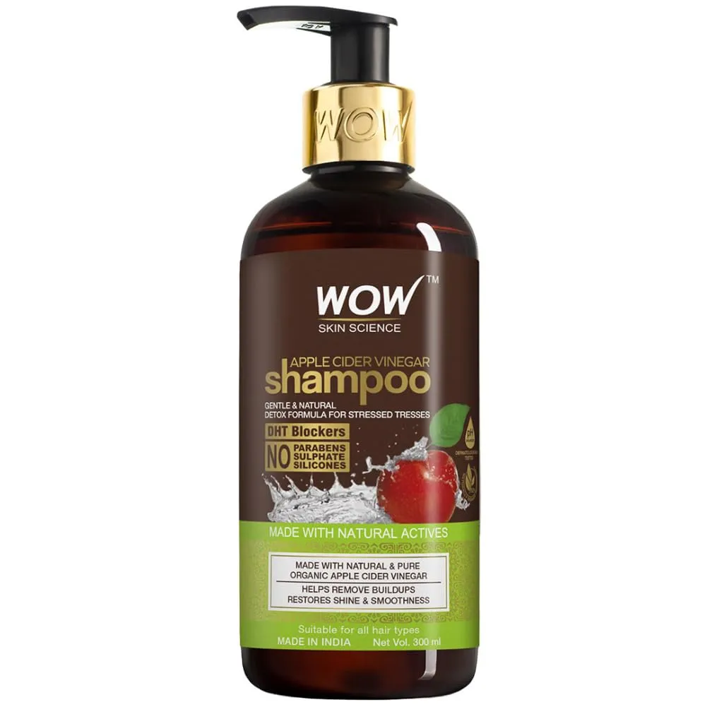 WOW Skin Science Apple Cider Vinegar Shampoo with DHT Blockers | Gentle & Natural Detox Formula that Helps Remove Buildup | Natural Ingredients | No Sulphate No Paraben | PH Balanced | For Men & Women – 300ml